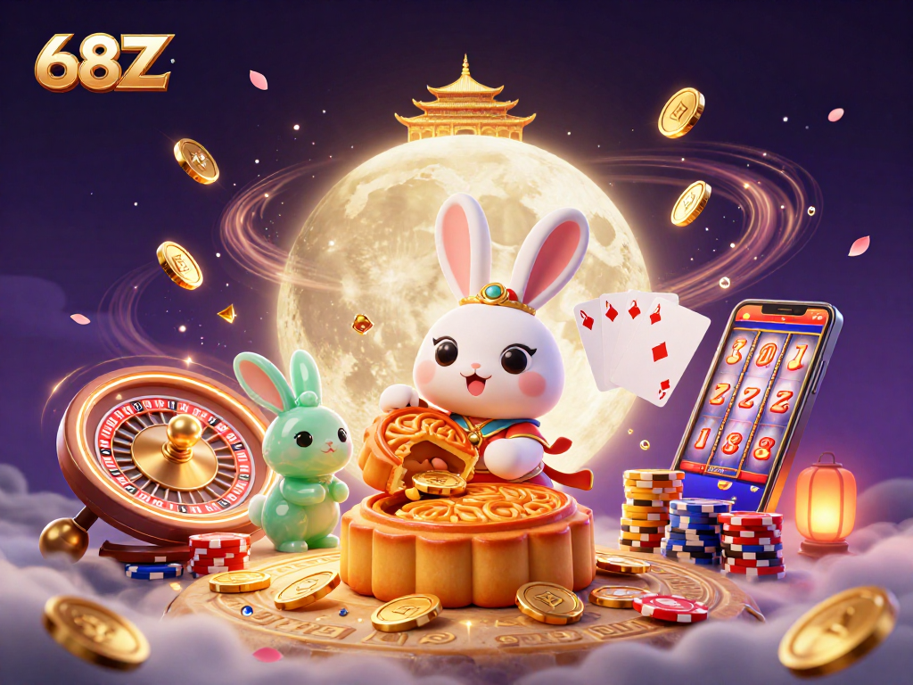 68Z traz ação emocionante em um cassino digital com um coelho da lua e elementos de jogo vibrantes.