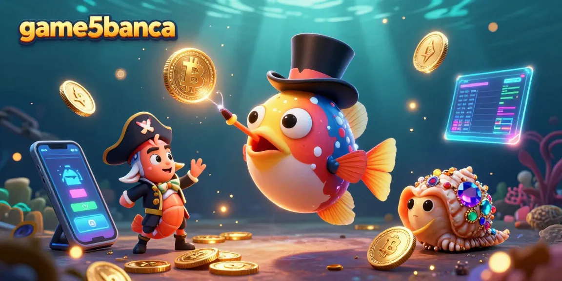 Engage with game5banca's vibrant underwater scene featuring anglerfish and shrimp attracting crypto treasure.