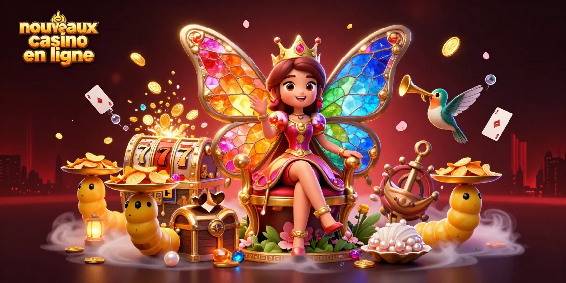 Jouez aux nouveaux casinos en ligne avec une reine papillon magique et des éléments de jeu captivants.