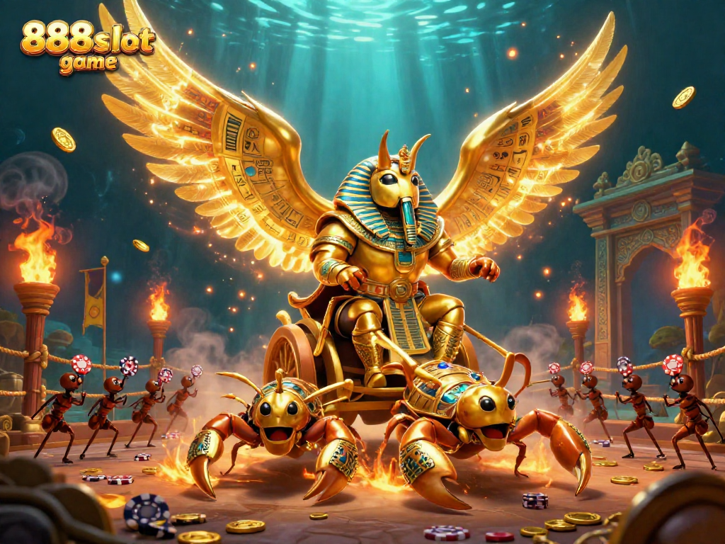 Experience exciting gameplay in the 888slot game with a rich 3D scene of dynamic characters and thrilling casino elements.