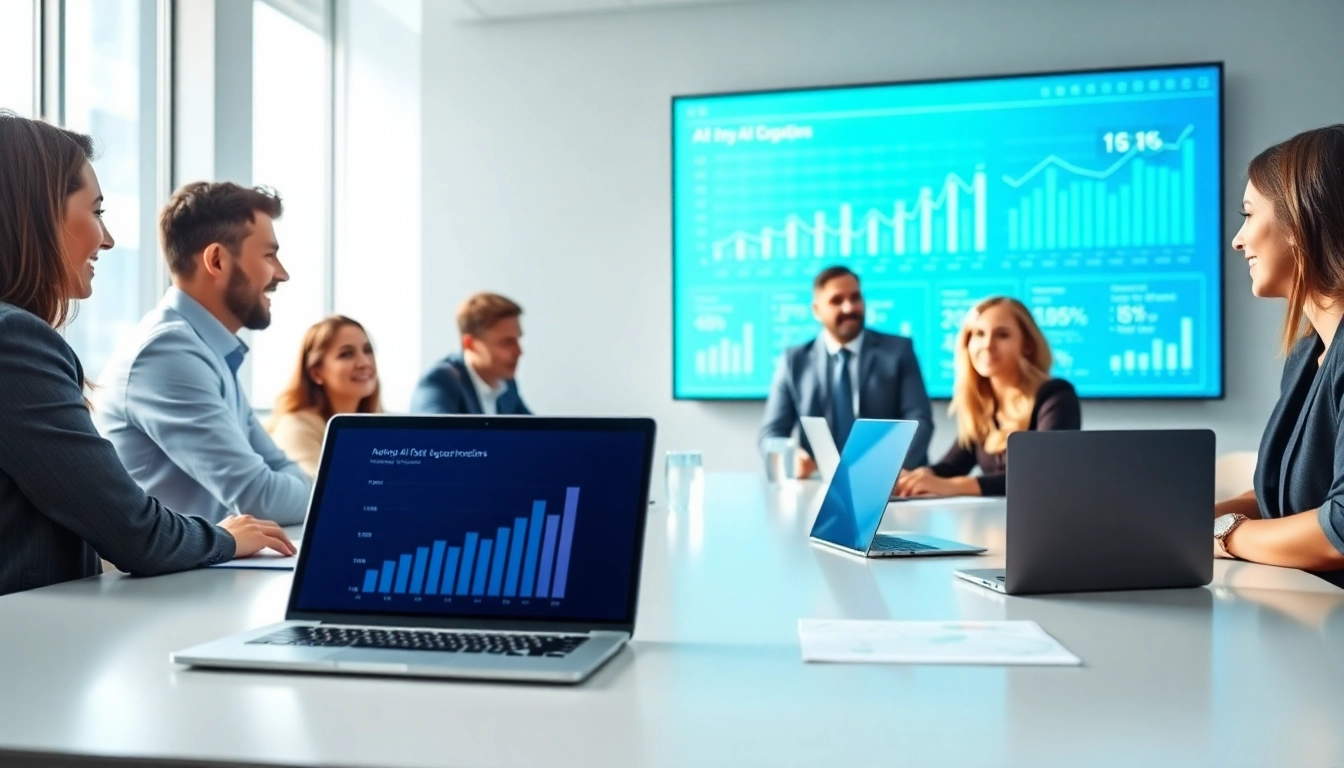 AI Overviews optimization for businesses in a modern collaborative meeting setting with professionals.