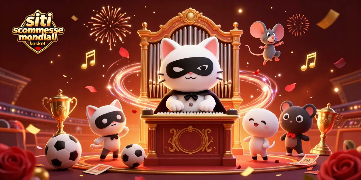Scommetti sui migliori siti scommesse mondiali basket con un'illustrazione vivace che mostra un gatto fantasma che gioca in un casinò