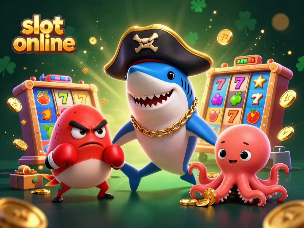 Engage with captivating slot online illustrations showcasing casino themes with animated characters.