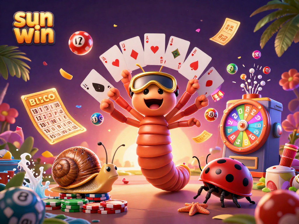 Experience sun win in a vibrant casino scene with a millipede dealer and high-roller snail.
